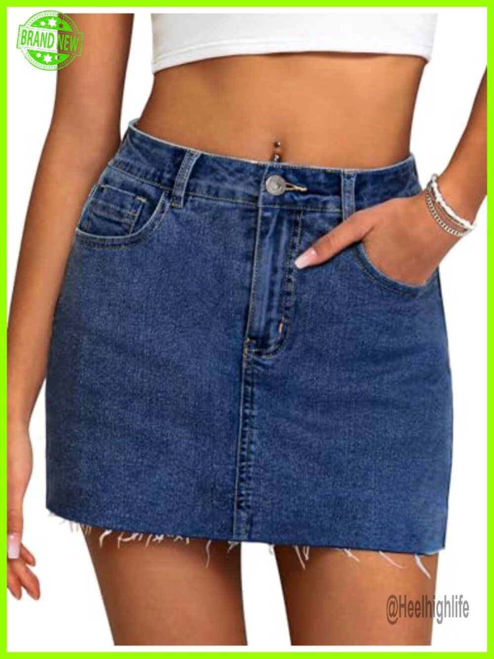 IWD High Waisted Denim Skort Mini Jean Skirt with Shorts Underneath Y2K